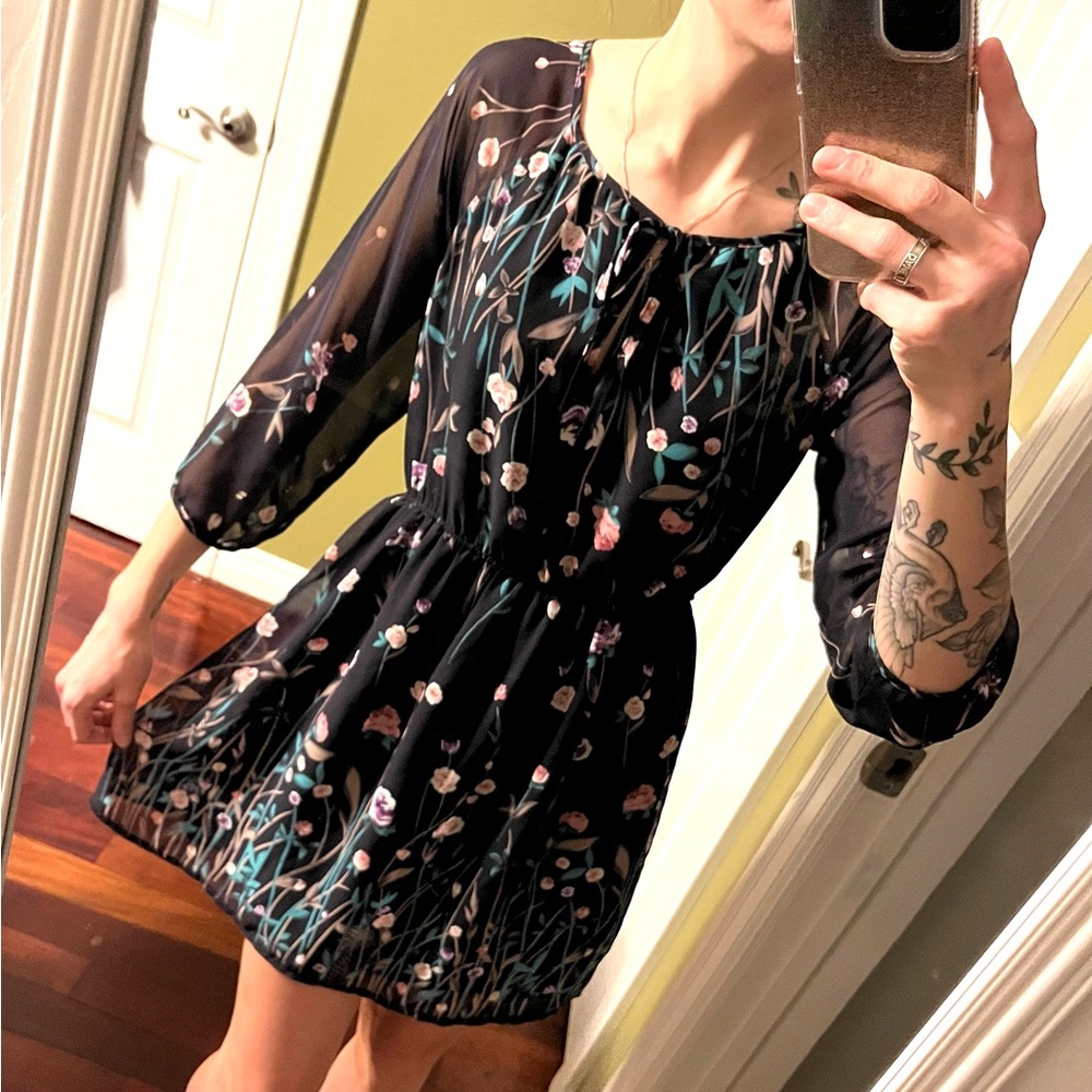 Navy/floral dress